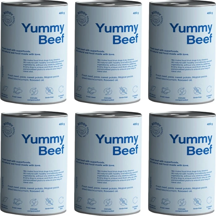 Buddy Yummy Beef Koiran Märkäruoka, 6 X 400g 1 Buddy Yummy Beef Koiran Märkäruoka, 6 X 400g
