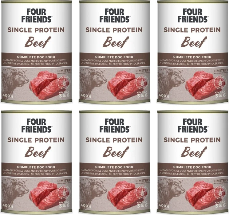 Four Friends Beef Koiran Märkäruoka Nauta, 6 X 400 G 1 Four Friends Beef Koiran Märkäruoka Nauta, 6 X 400 G