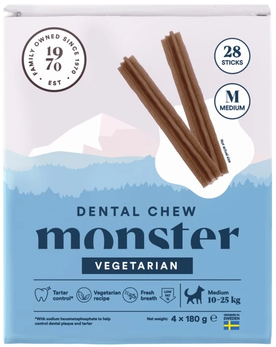 Monster Dog Dental Chew Vegan Hammashoitoherkku, M, 28 Kpl 1 Monster Dog Dental Chew Vegan Hammashoitoherkku, M, 28 Kpl