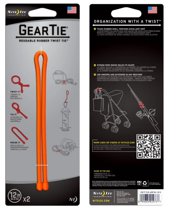 Nite Ize Gear Tie 12-Bright Orange 2-pack 1 Nite Ize Gear Tie 12-Bright Orange 2-pack