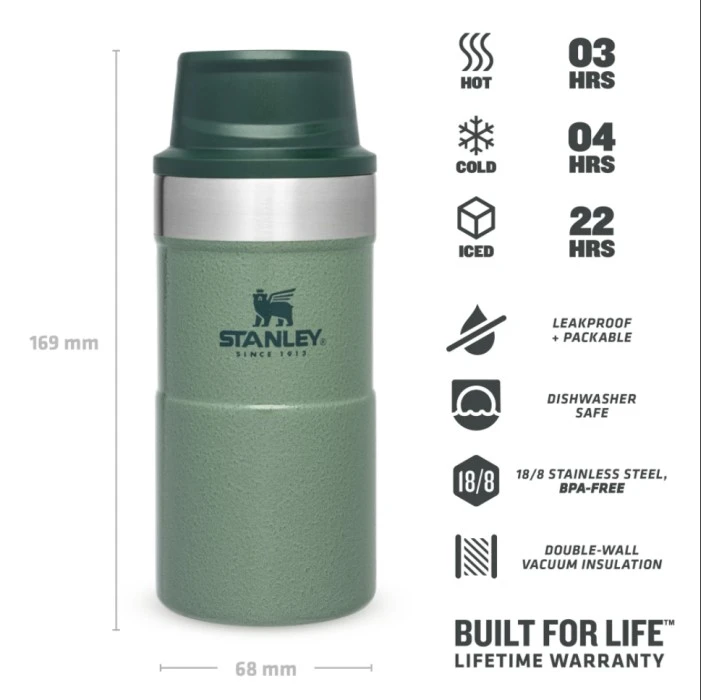 Stanley The Trigger-Action Travel Mug 0.25L Hammertone Green 3 Stanley The Trigger-Action Travel Mug 0.25L Hammertone Green - Image 3